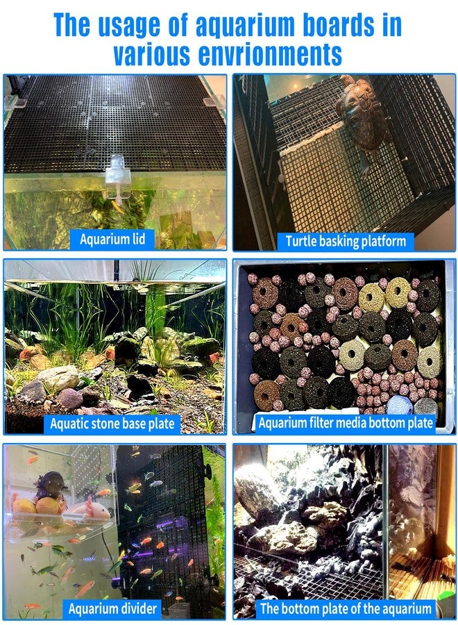 Weramics Adjustable Platic Grip Panel Aquarium Fish Tank Divider Filter Bottom DIY Plastic Grid Fish Tank Isolation Board Plastic Egg Crate Tray (Black, 4pcs 11.8X5.9 Inch with 0.15 Inch Hole) - Image 3